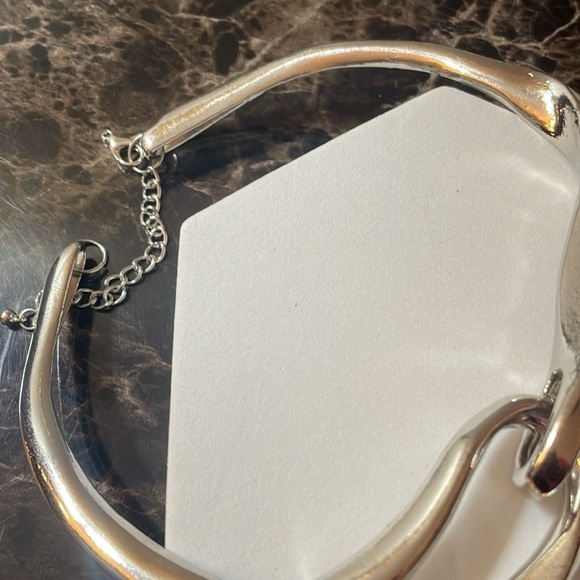 Silver Metal Asymmetrical Necklace - Picture 7 of 13